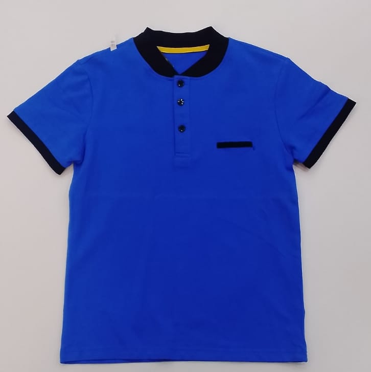 Royal Blue Contrast Kids Polo T-shirt