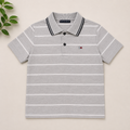 Grey Striped Kids Polo T-shirt