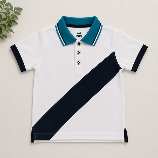 Diagonal Stripe Kids Polo T-shirt