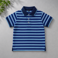 Blue Striped Kids Polo T-shirt