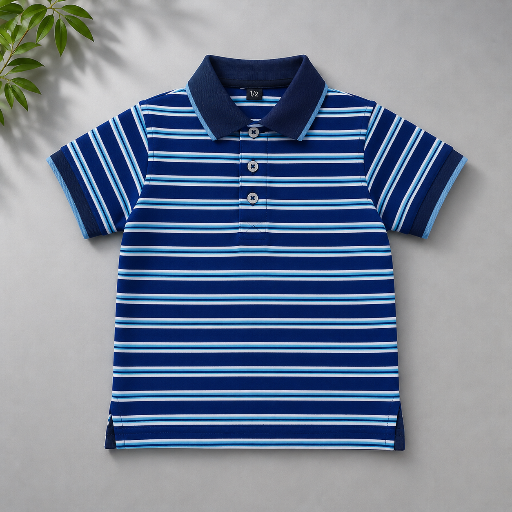 Blue Striped Kids Polo T-shirt