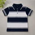 Navy Striped Kids Polo T-shirt
