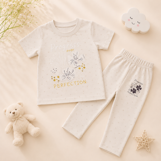 Progress Over Perfection Kids Cotton Set - T-shirt & Trouser