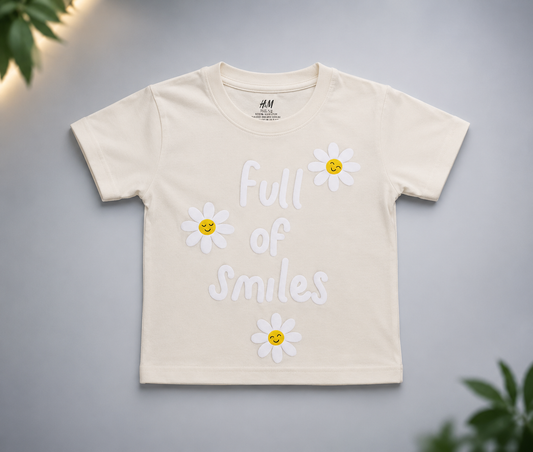 Full of Smiles Kids Cotton T-shirt - Daisy Print