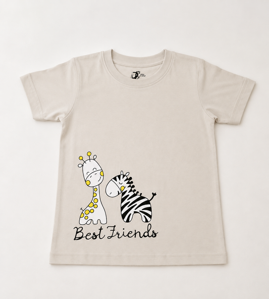 Best Friends Giraffe Zebra Kids Cotton T-shirt