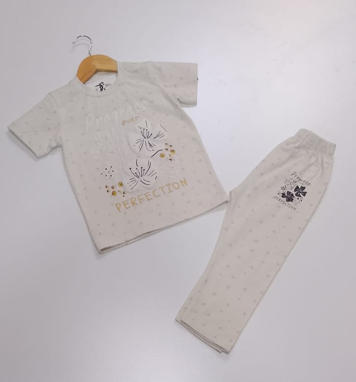 Progress Over Perfection Kids Cotton Set - T-shirt & Trouser