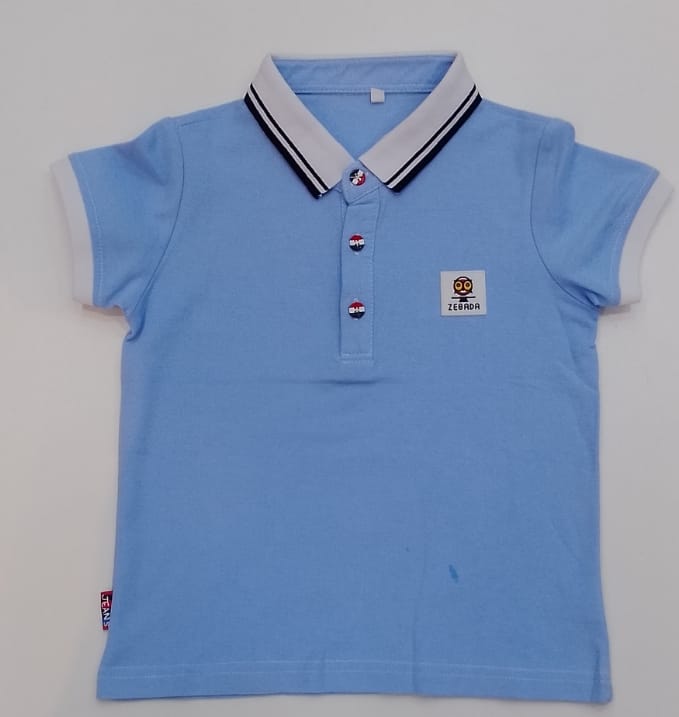 Zebra Sky Blue Kids Polo T-shirt