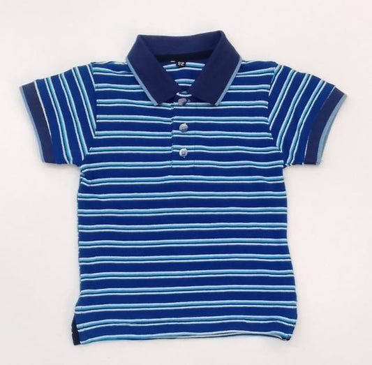 Blue Striped Kids Polo T-shirt