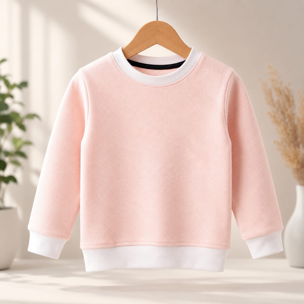 Kids Plain Waffle Crewneck Sweatshirt