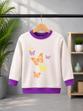 Girls Butterfly Print Crewneck Sweatshirt