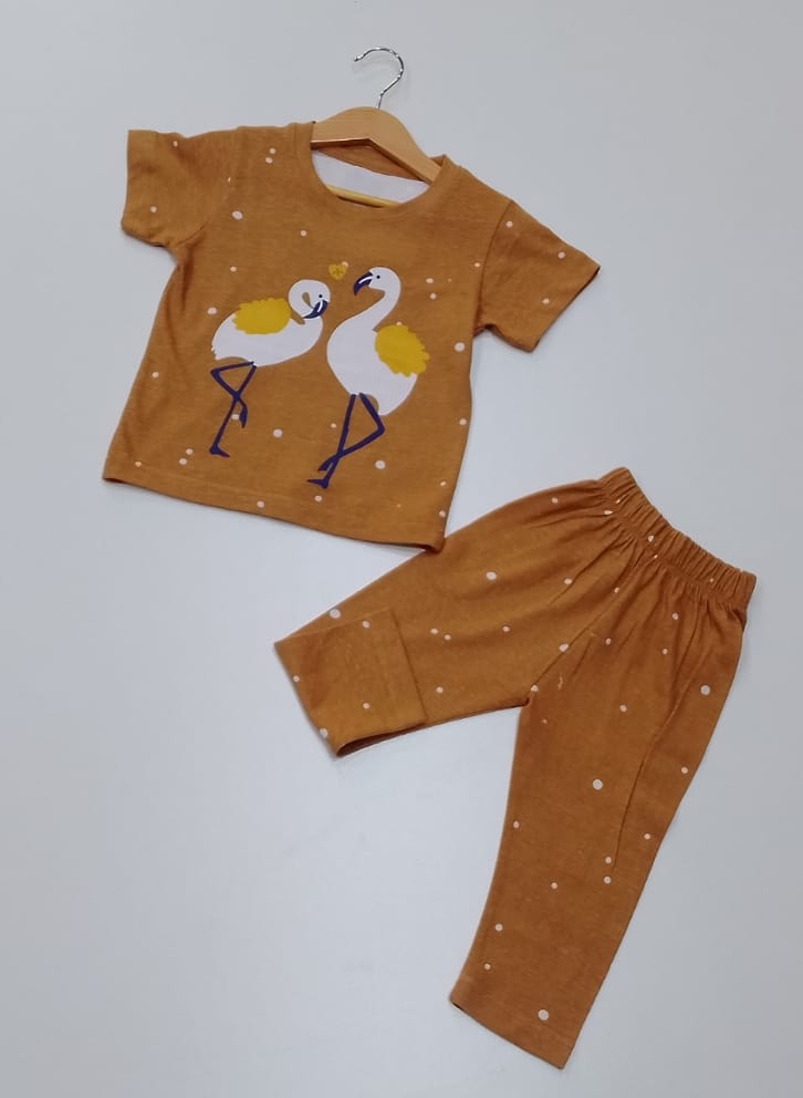 Flamingo Kids Cotton 2-Piece Set - T-shirt & Trouser
