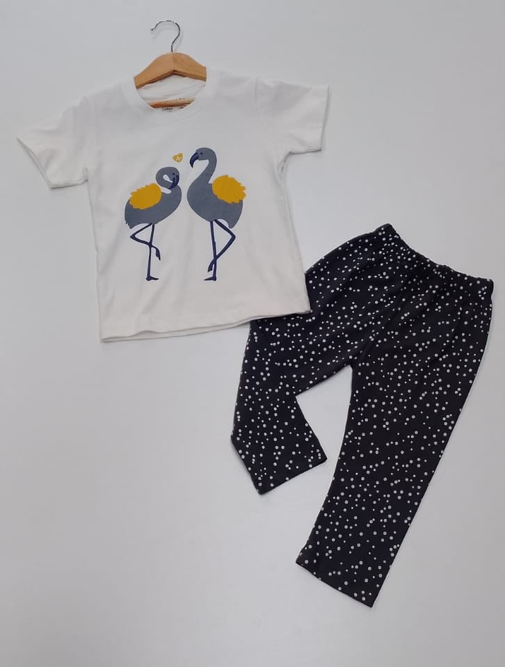 Flamingo Kids Cotton 2-Piece Set - T-shirt & Trouser