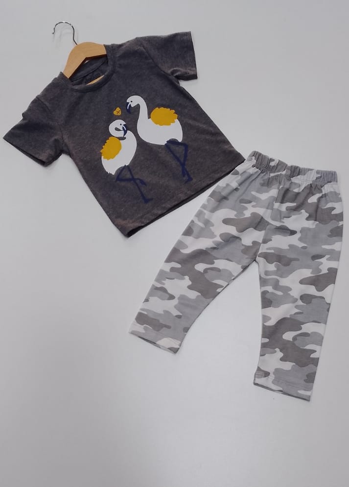 Flamingo Kids Cotton 2-Piece Set - T-shirt & Trouser