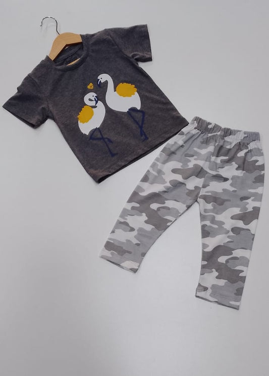 Flamingo Kids Cotton 2-Piece Set - T-shirt & Trouser