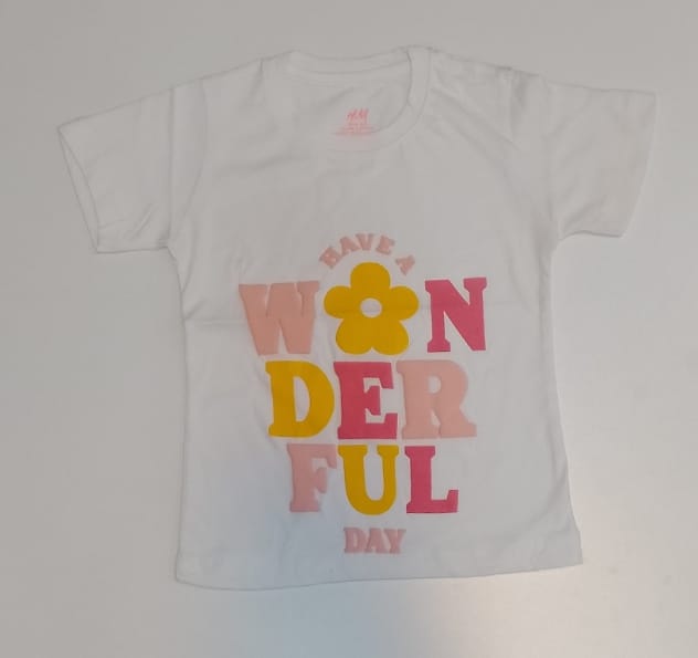 Have A Wonderful Day Kids Cotton T-shirt - Floral Print