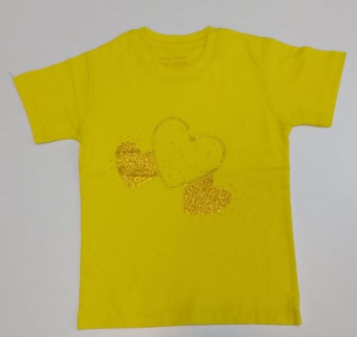 Golden Glitter Hearts Kids Cotton T-shirt