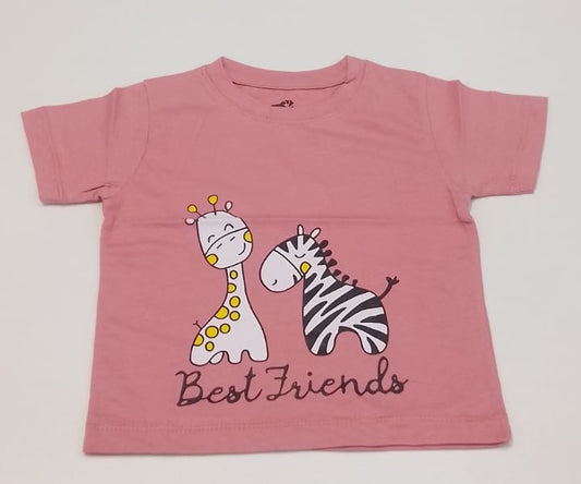 Best Friends Giraffe Zebra Kids Cotton T-shirt